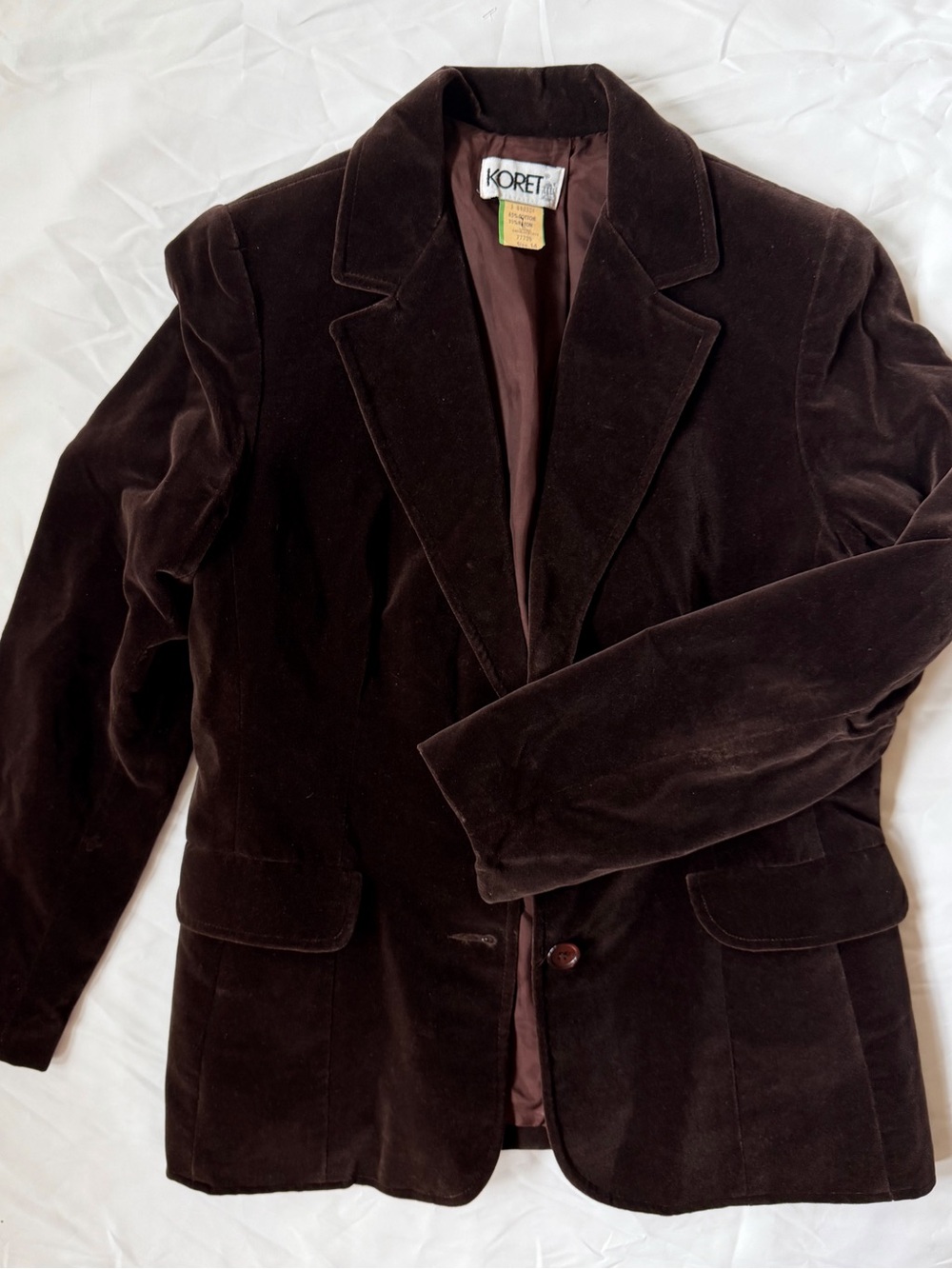 Vintage Koret Chocolate Brown Velvet Blazer